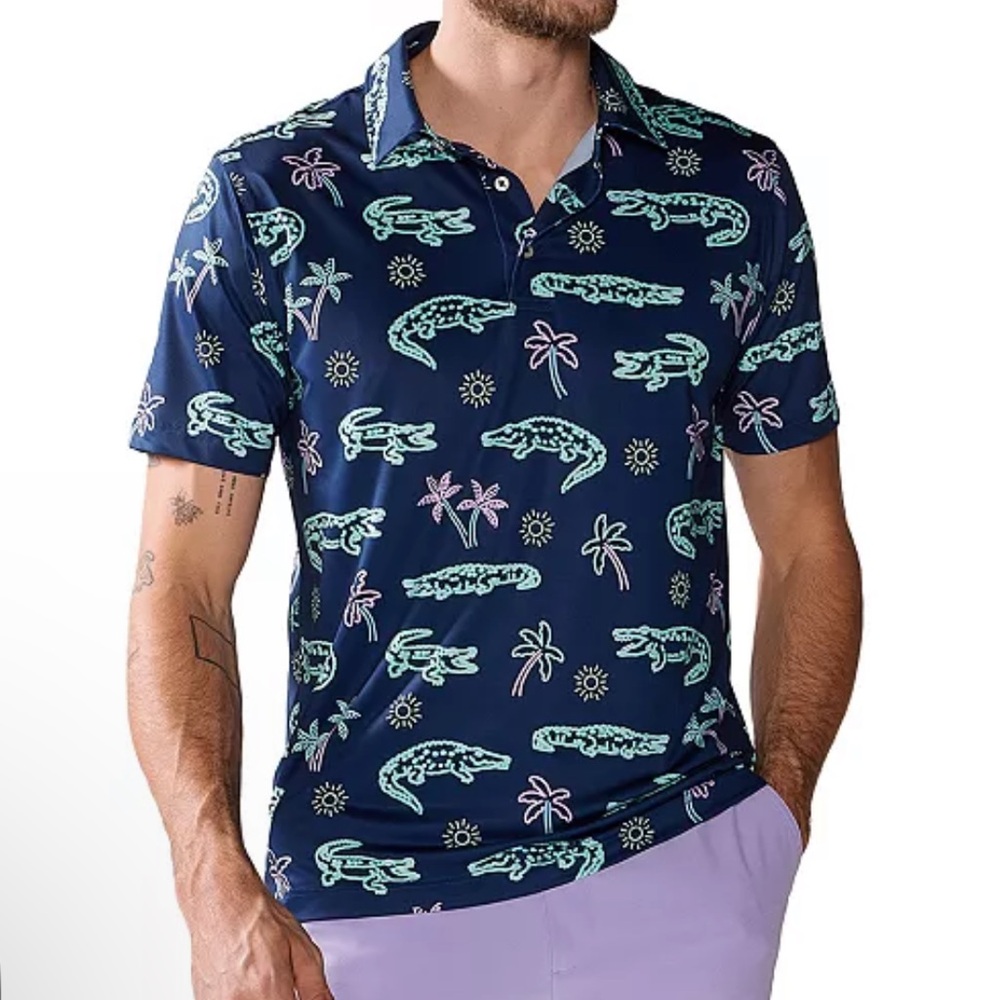 chubbies The Neon Glade Performance Polo Shirt Size L